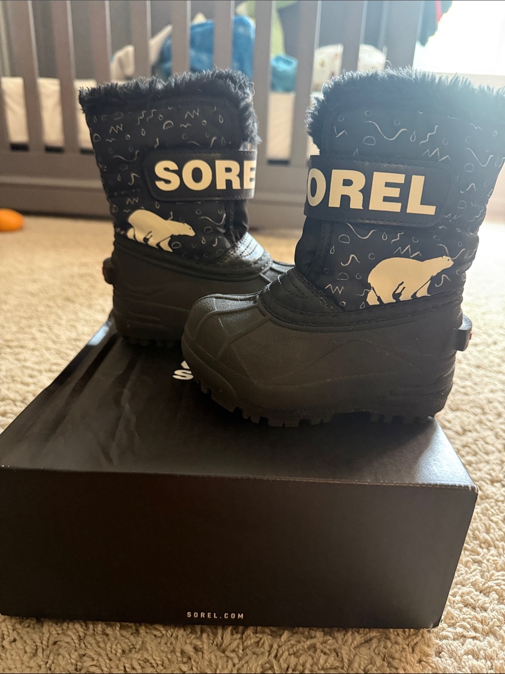 Sorel Kids Black Polar Bear Snow Boots